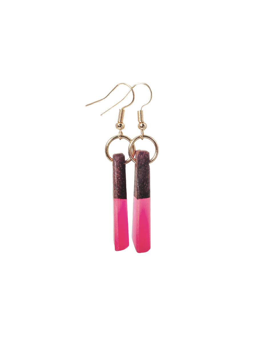 Zara Domed Drop Earrings - Pink