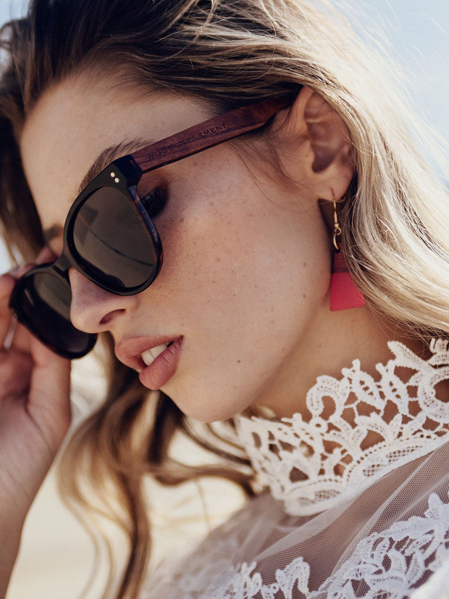 Zara Domed Drop Earrings - Pink