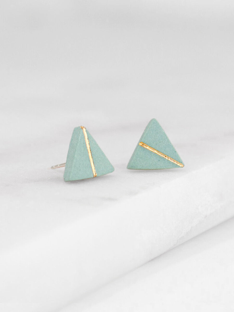 Triangle Studs - Sage