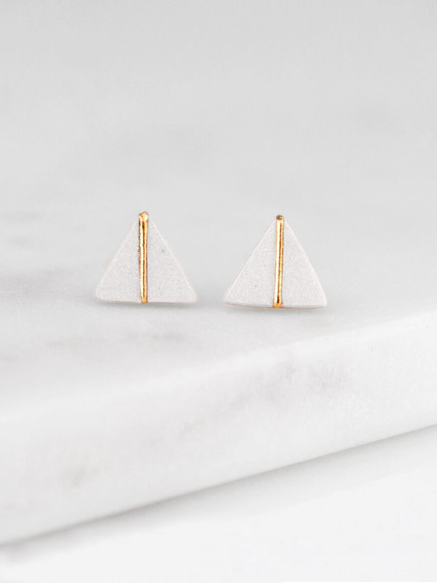 Triangle Studs - White