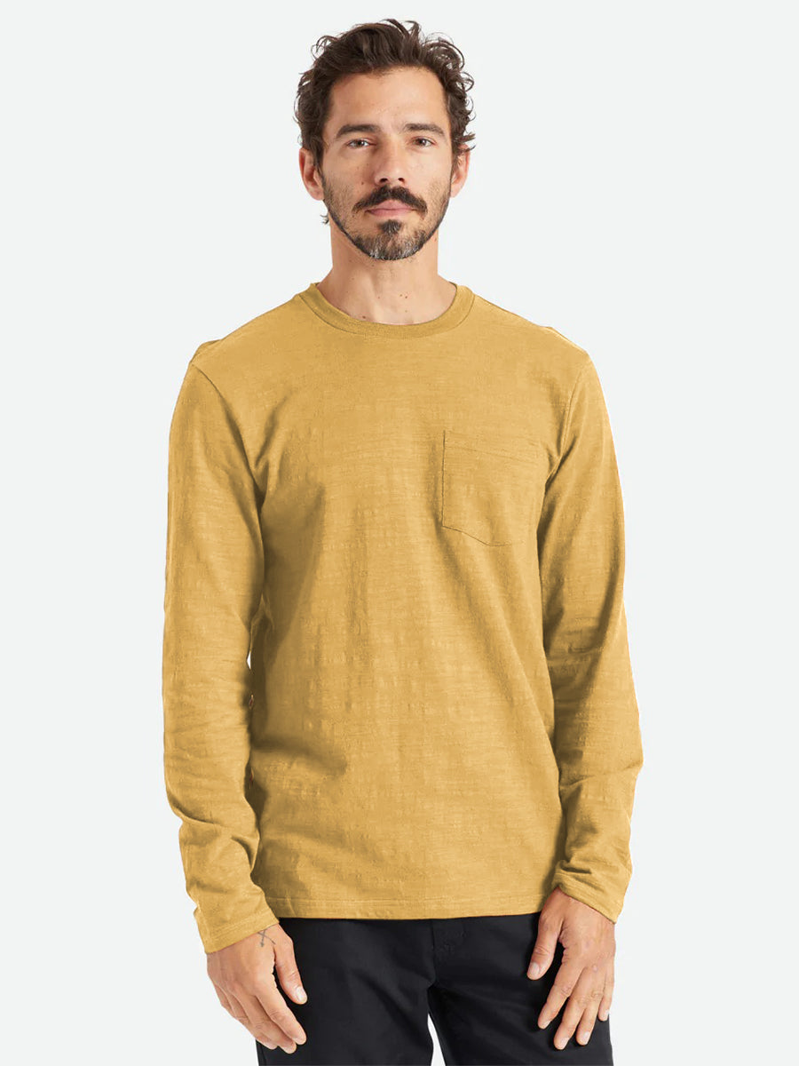 Basic Slub Long Sleeve Pocket Tee - Straw