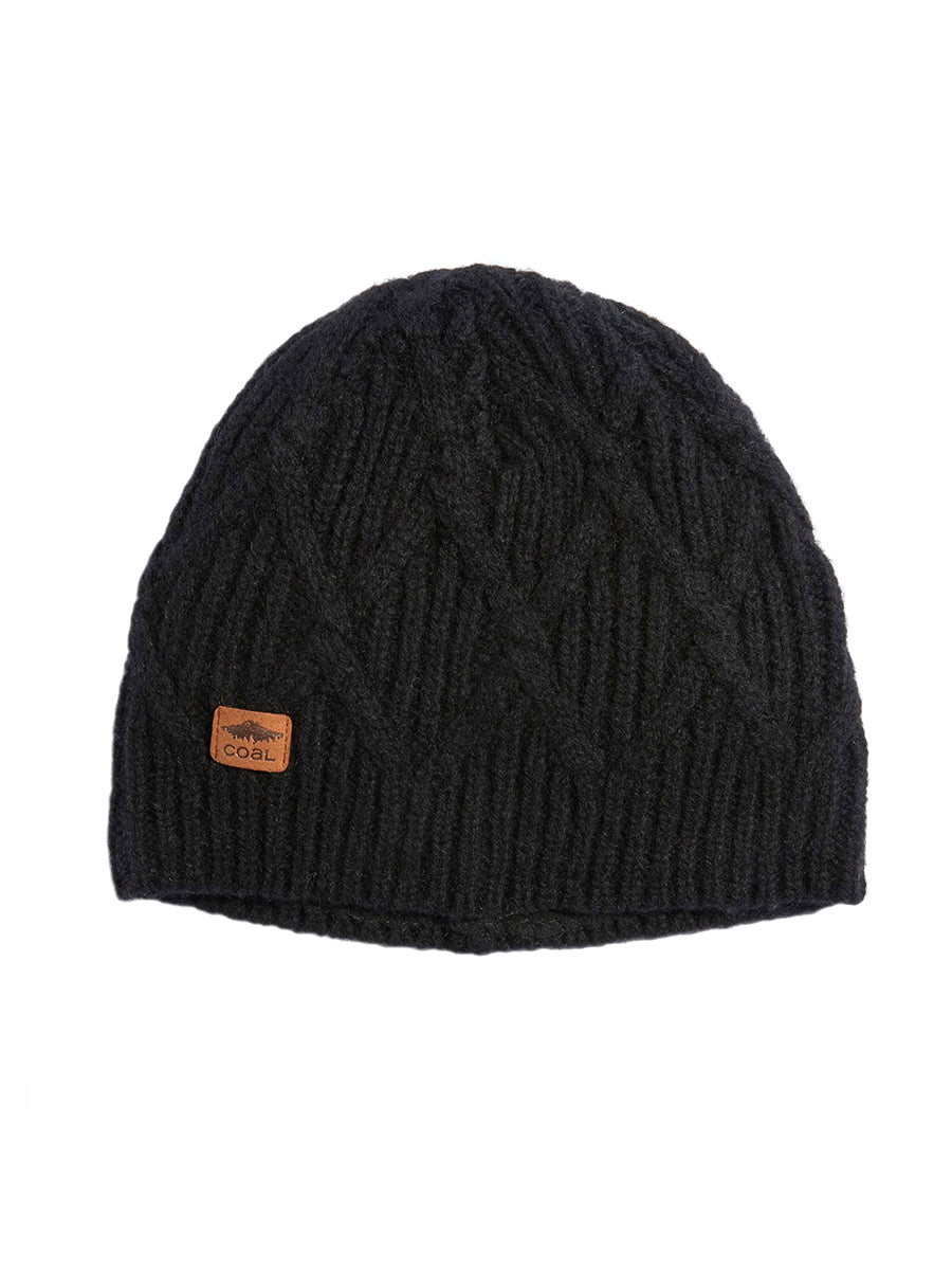 Yukon Cable Knit Wool Beanie - Black