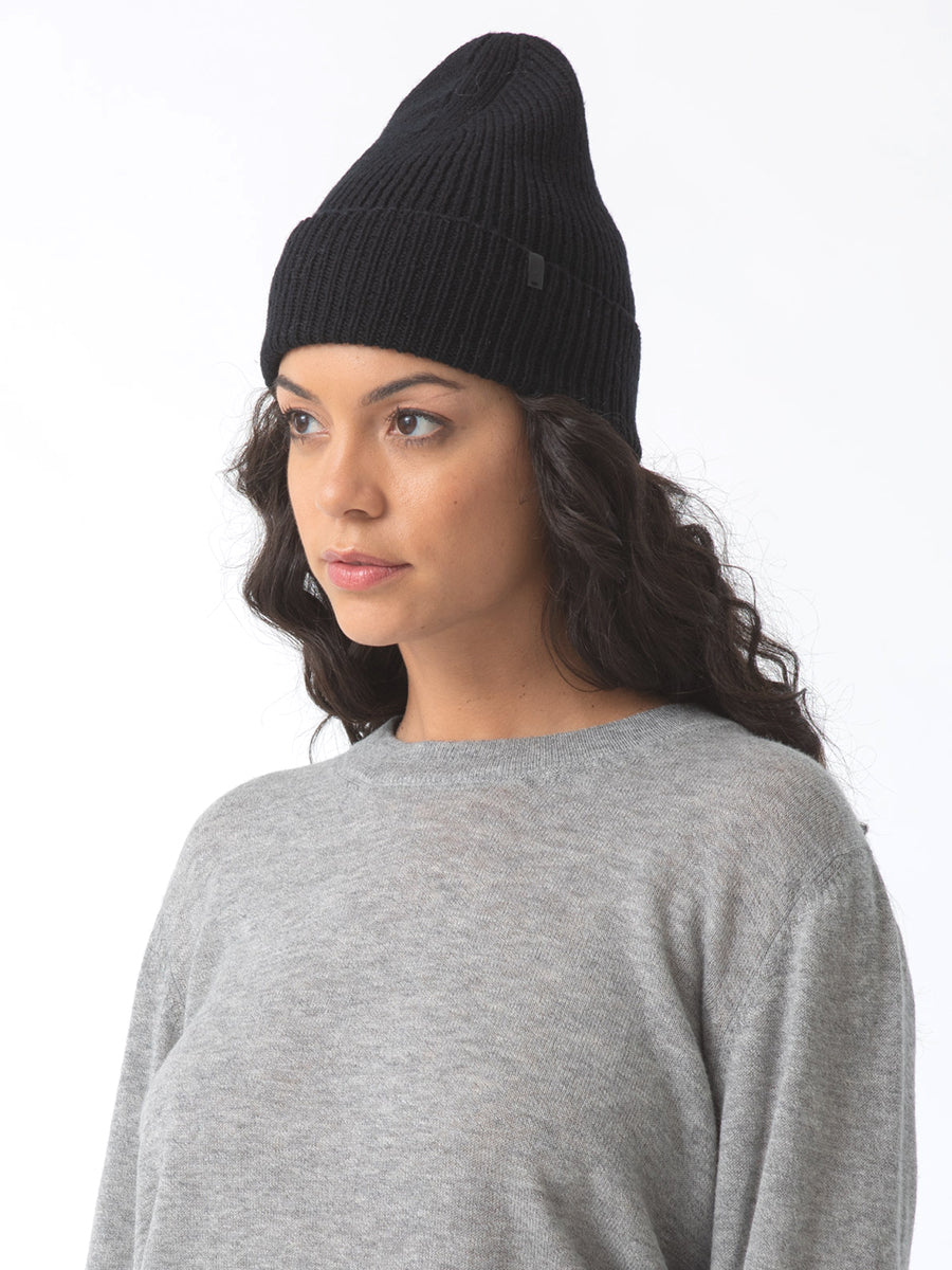 Merino Rib Hat - Black