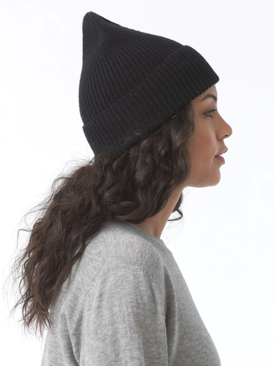 Merino Rib Hat - Black