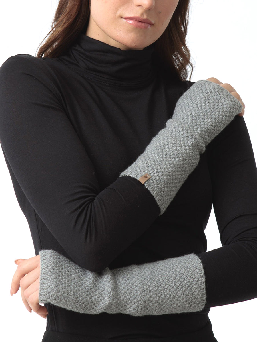 Merino Moss Half Mitts - Flint Grey