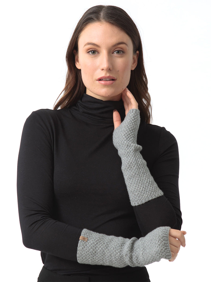 Merino Moss Half Mitts - Flint Grey
