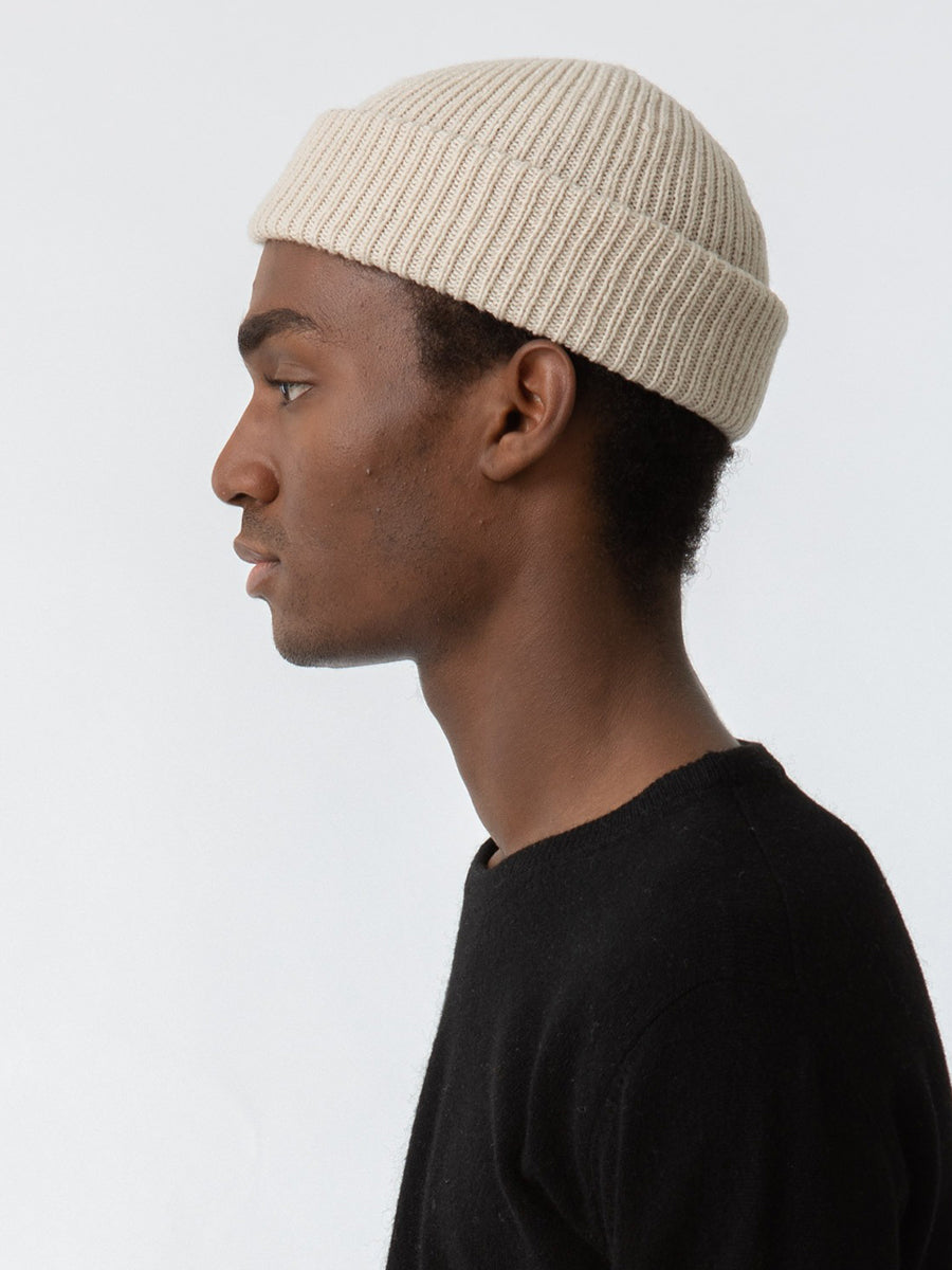 Merino Rib Hat - Almond White