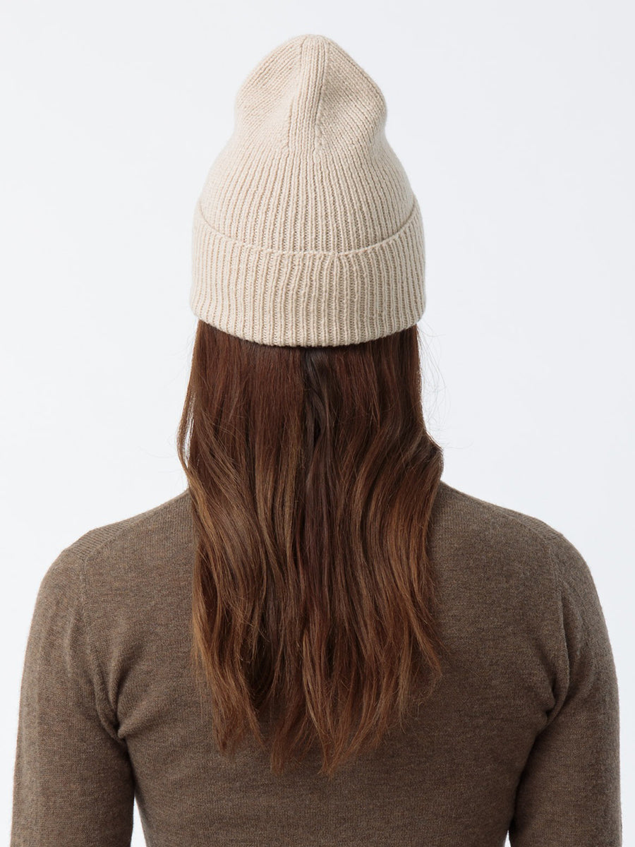 Merino Rib Hat - Almond White