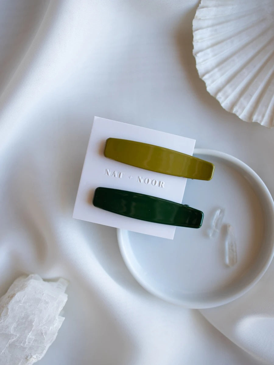 Lani Hairclip Duo - Forest & Olive