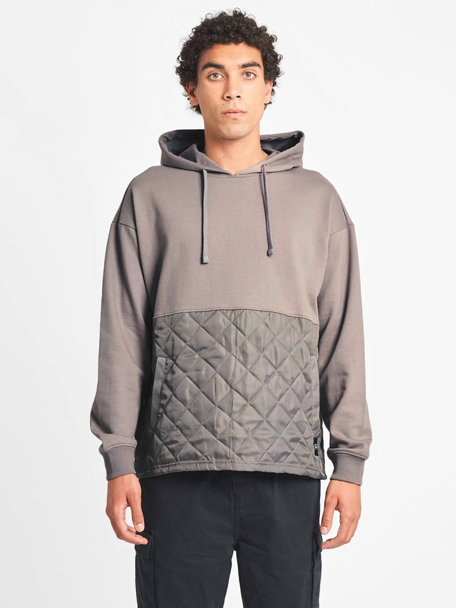 Mace Hoodie with Quilted Hem - Grey