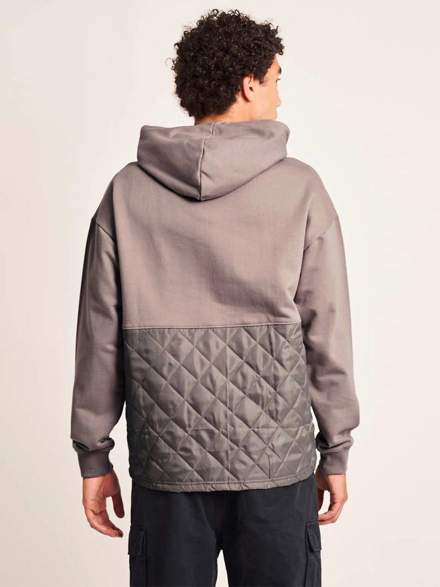 Mace Hoodie with Quilted Hem - Grey