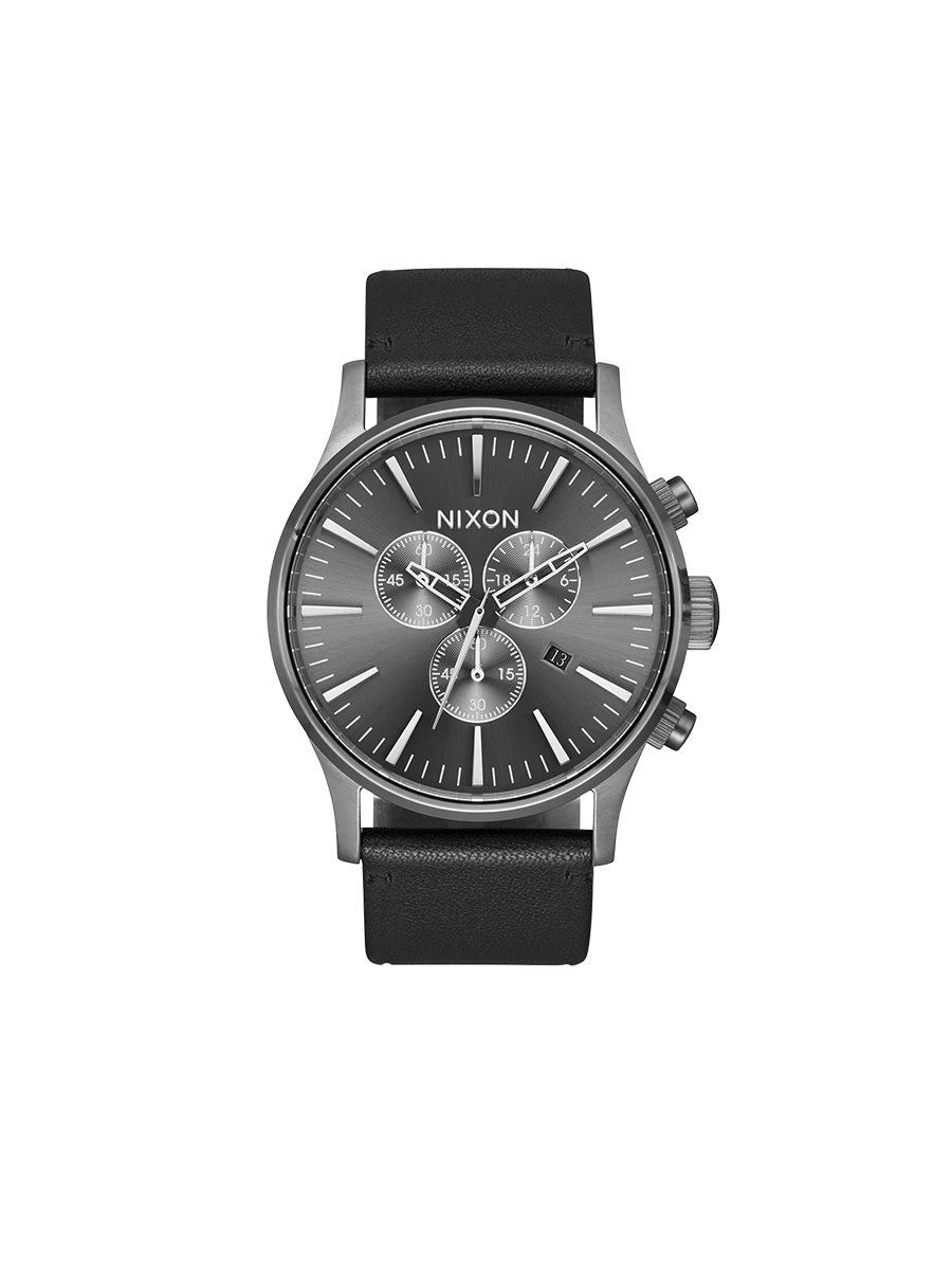 Sentry Chrono Leather - Gunmetal & Black