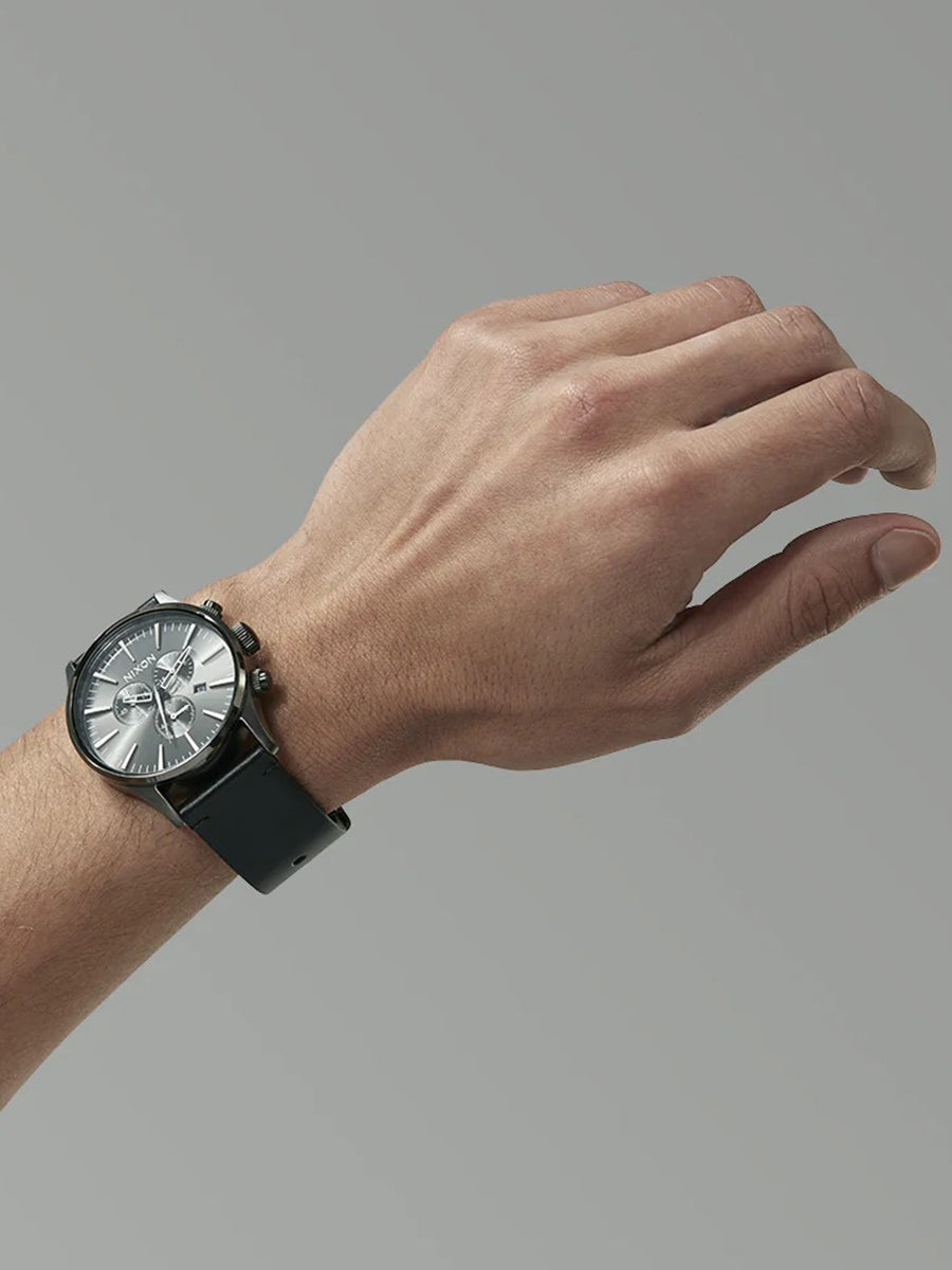 Sentry Chrono Leather - Gunmetal & Black