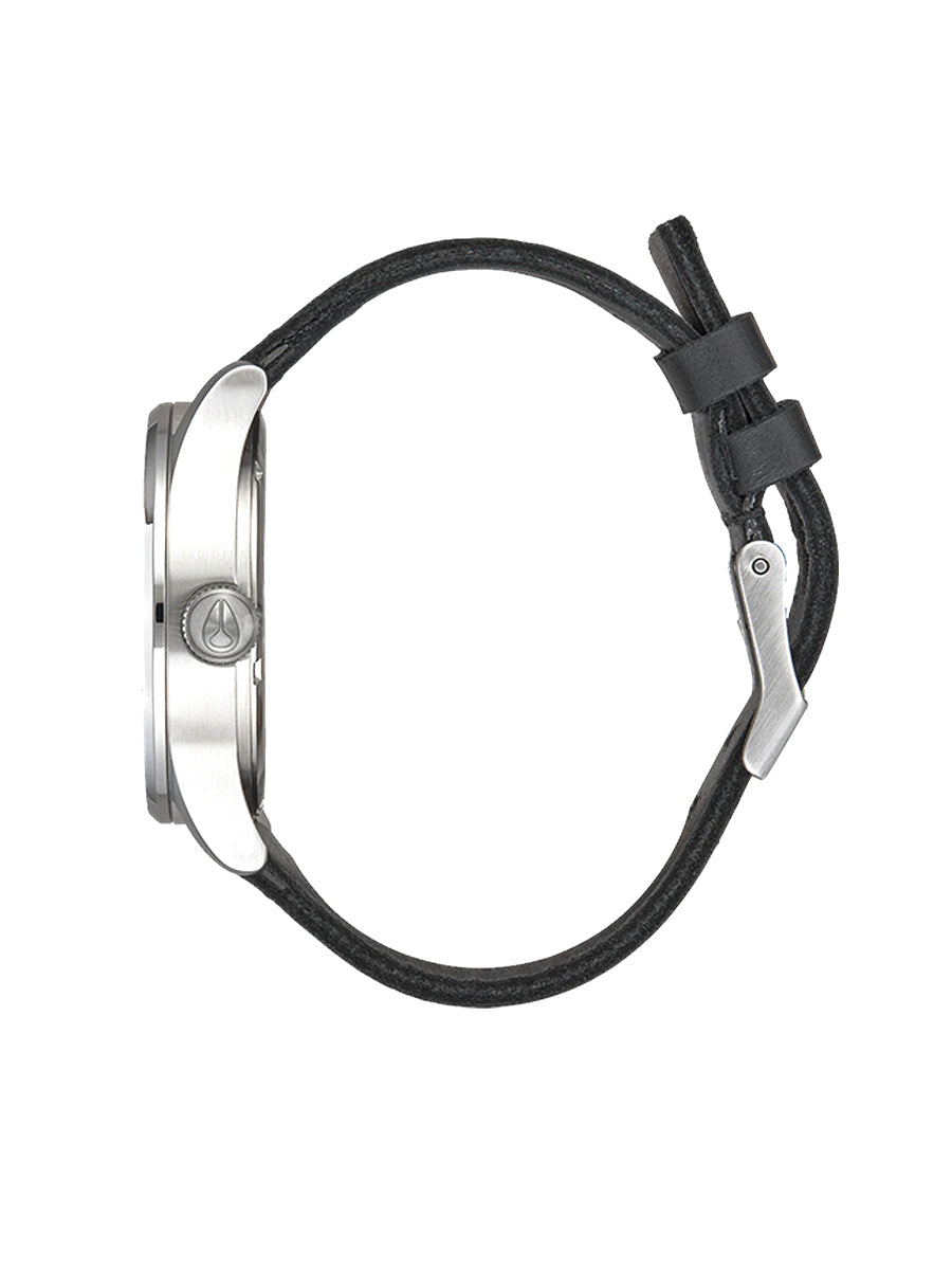 Sentry Leather Watch - All Silver & Black