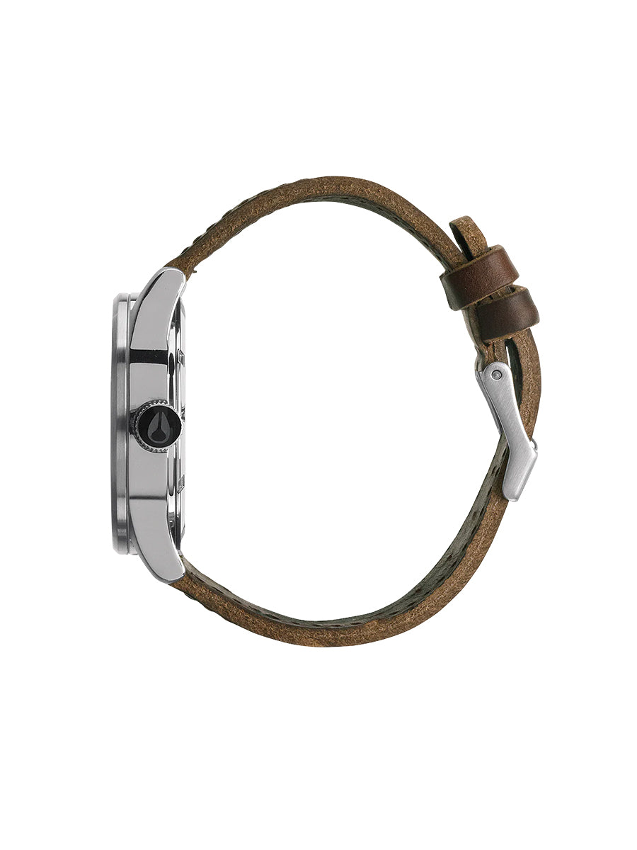 Sentry Leather Watch - Silver & Brown