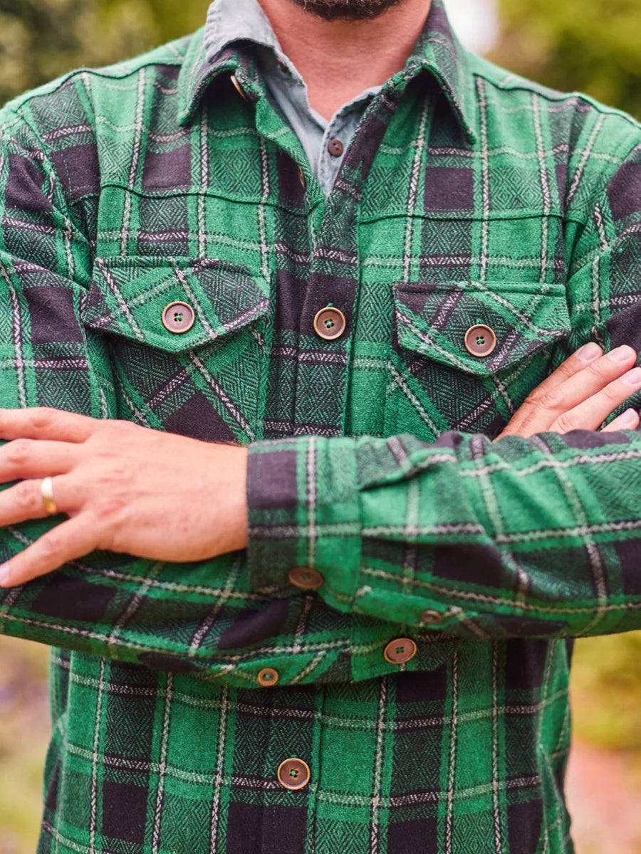 Mountain Trail Wool Shirt Jacket - Green, Black, & White