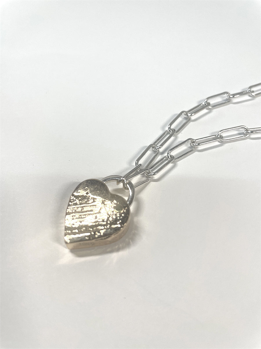 Mixed Metal Sand-Cast Medium Heart Locket - 16" & 17" Chains