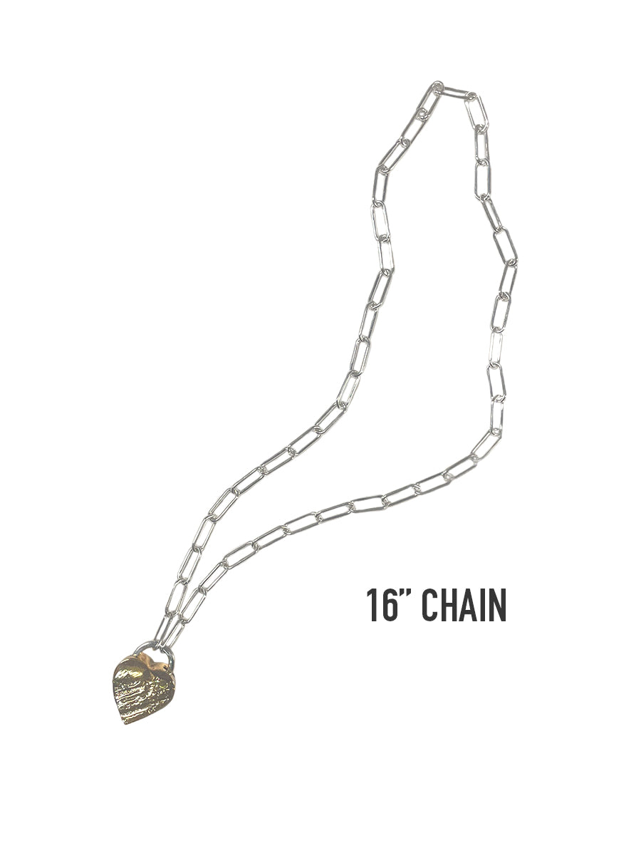 Mixed Metal Sand-Cast Medium Heart Locket - 16" & 17" Chains