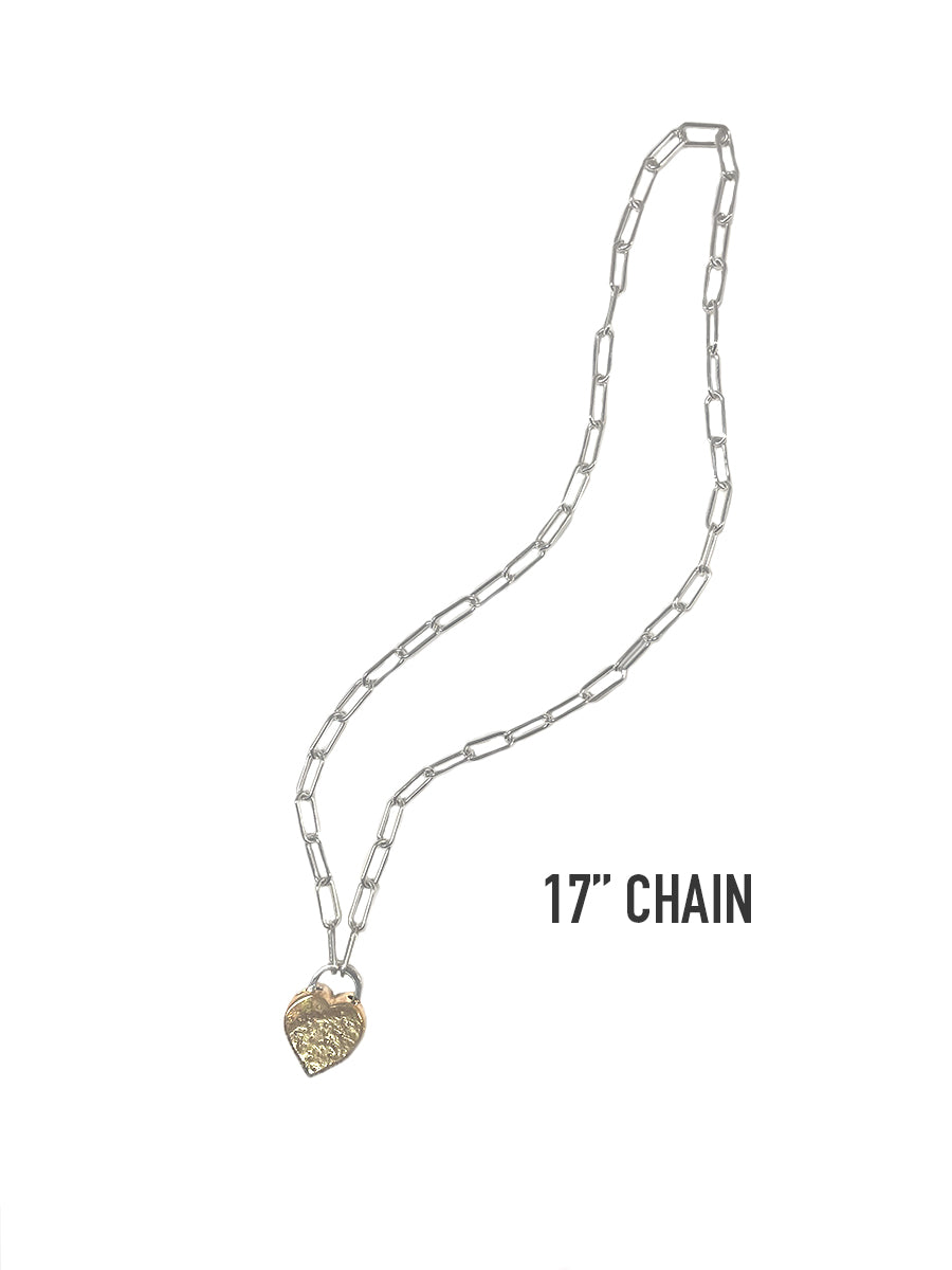 Mixed Metal Sand-Cast Medium Heart Locket - 16" & 17" Chains
