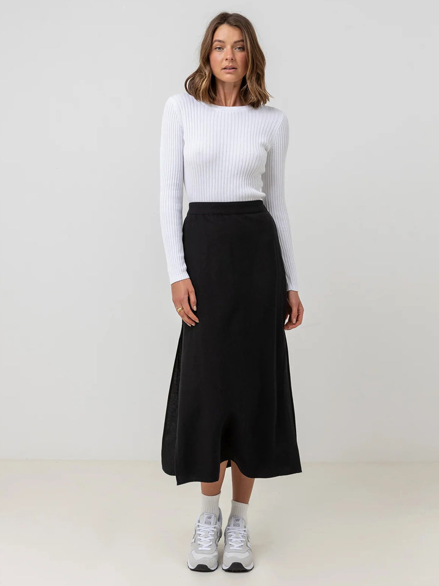 Classic Knit Long Sleeve Top - White