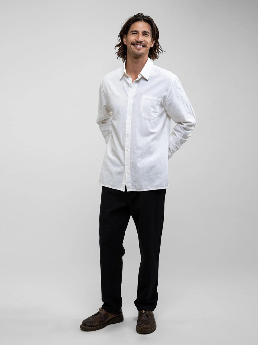 Classic Linen Long Sleeve Shirt - White