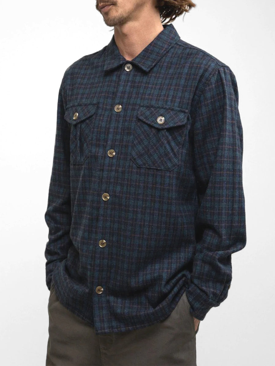 Plaid Long Sleeve Flannel - Navy