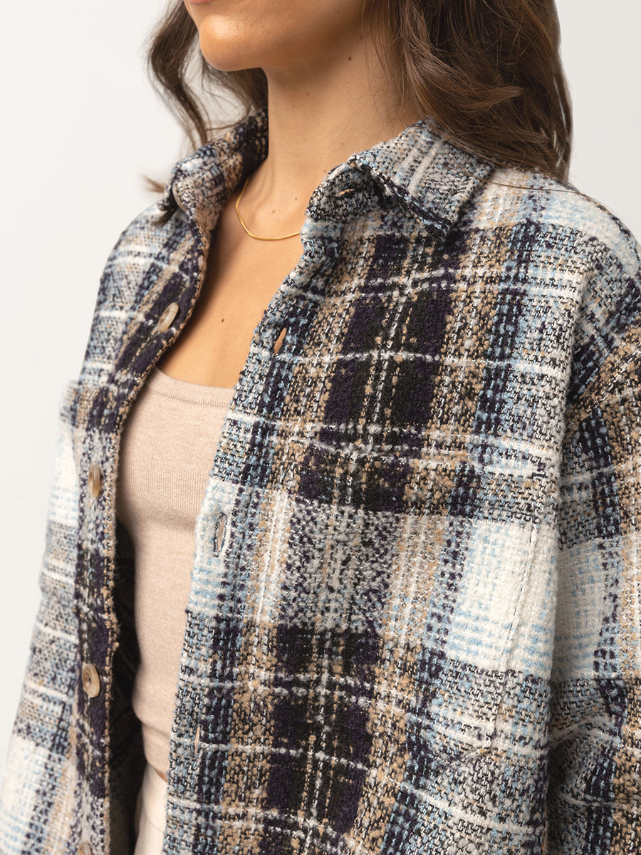 Sonnie Check Shirt Jacket - Blue