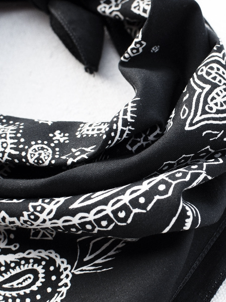 Sketched Paisley Bandana - Black
