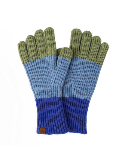 Color-Blocked Touchscreen Gloves - Green, Blue, & Cobalt
