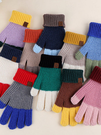 Color-Blocked Touchscreen Gloves - Pink & Burgundy