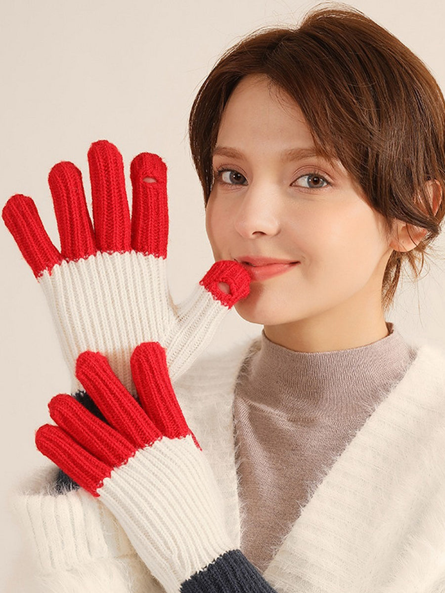 Color-Blocked Touchscreen Gloves - Green, Blue, & Cobalt