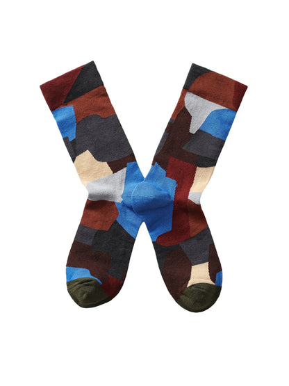Everday Patterned Crew Socks - Colorful Collage