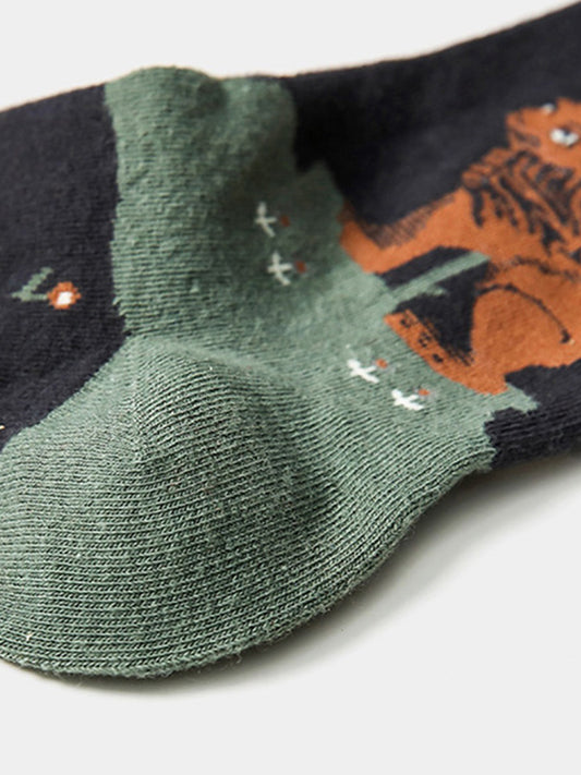Everyday Patterned Crew Socks - Medieval Lion