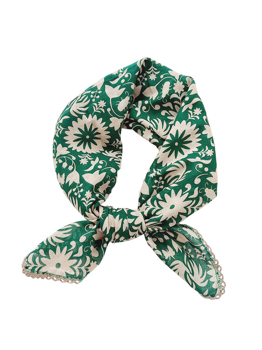 Floral Woven Scarf - Forest