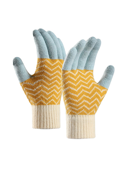 Jacquard Knit Touchscreen Gloves - Blue Multi