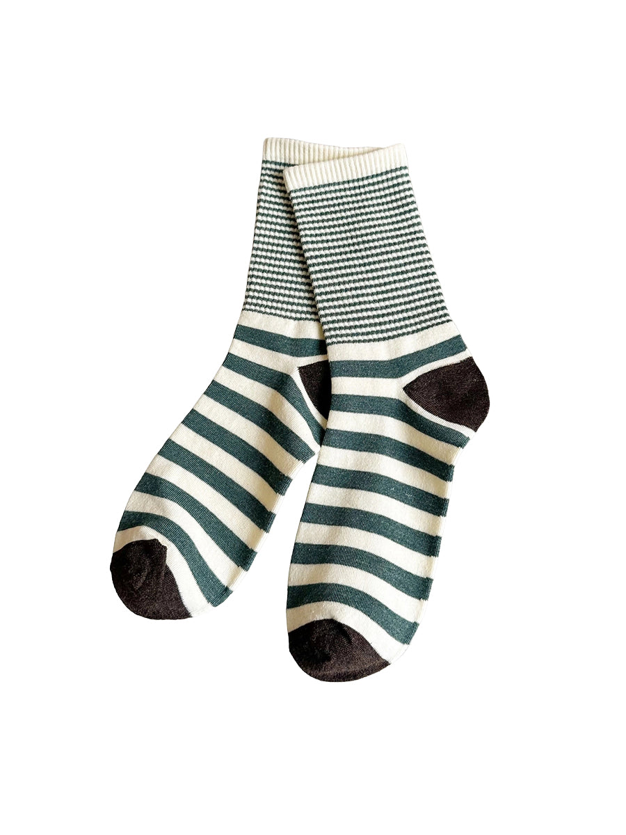 Multi-Stripe Crew Socks - Green