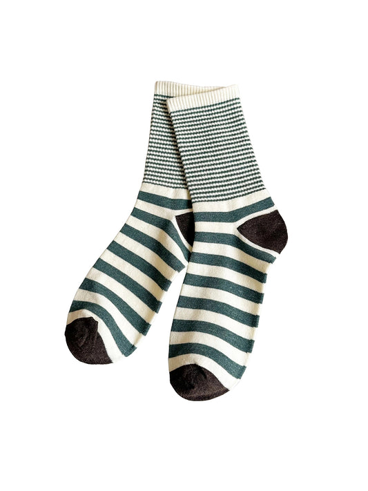 Multi-Stripe Crew Socks - Green