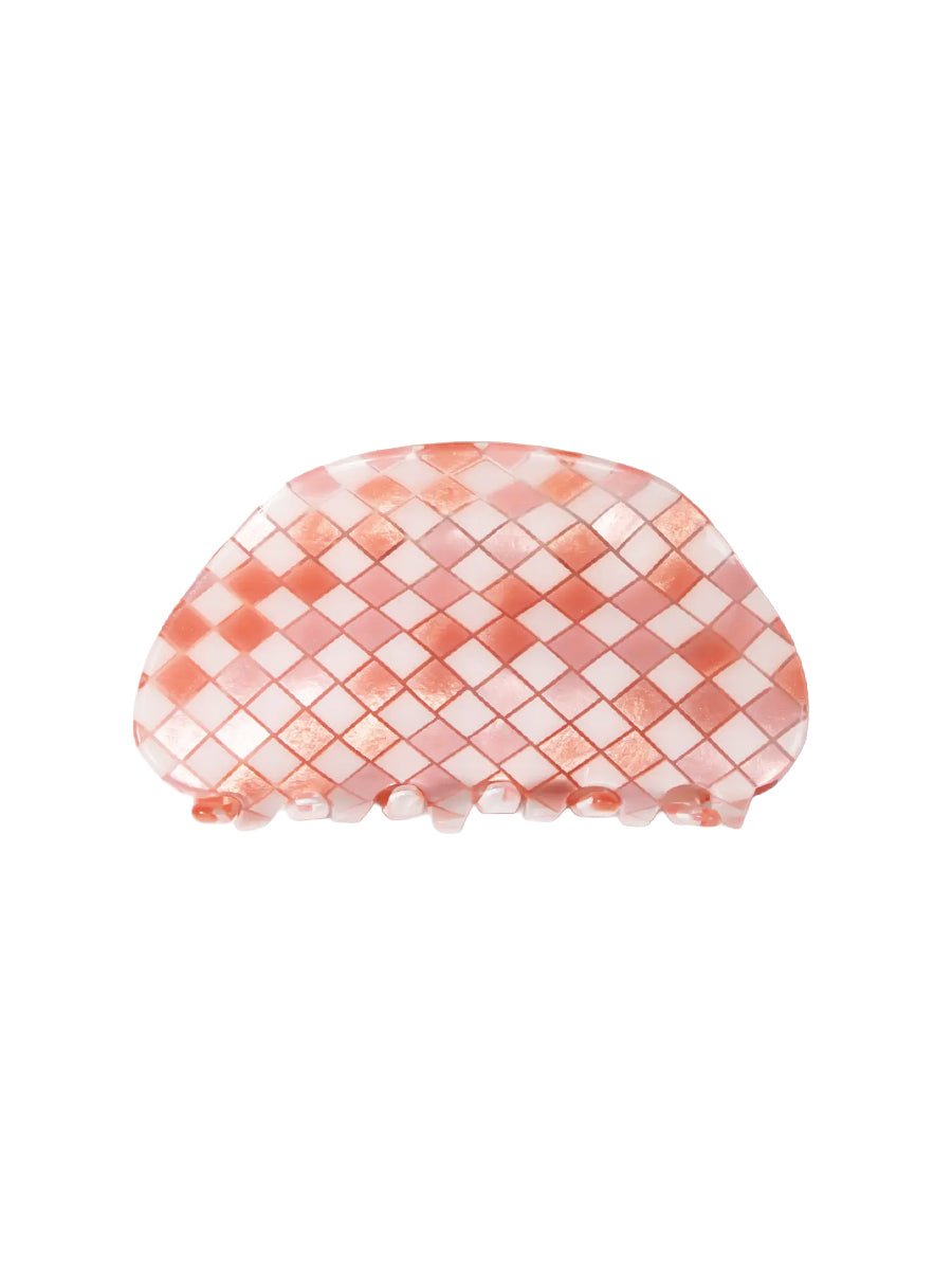 Checkerboard Oval Hair Claw