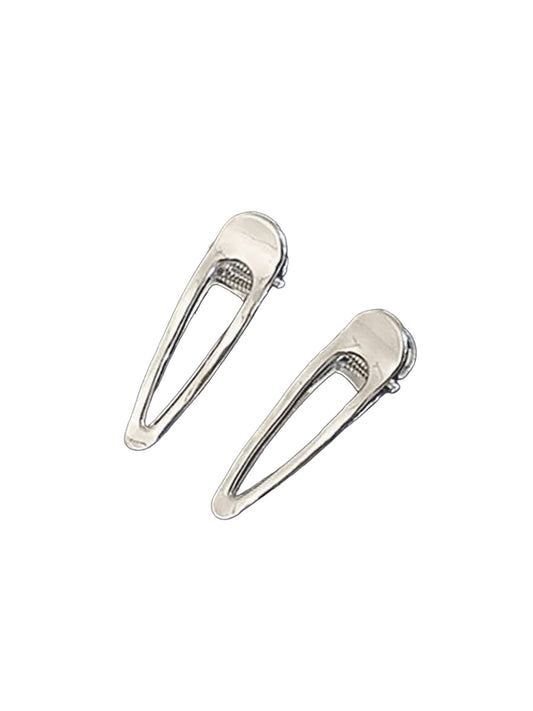 Wavy Metallic Silver Hair Clips