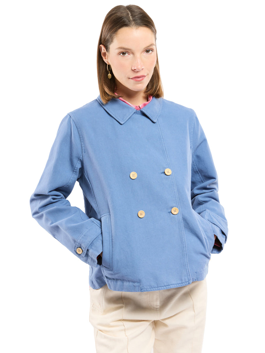 Heritage Cotton Canvas Pea Coat - Federal Blue