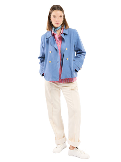 Heritage Cotton Canvas Pea Coat - Federal Blue