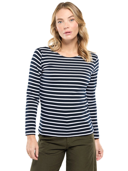 Lesconil Breton Striped Long Sleeve Shirt - Rich Navy & White