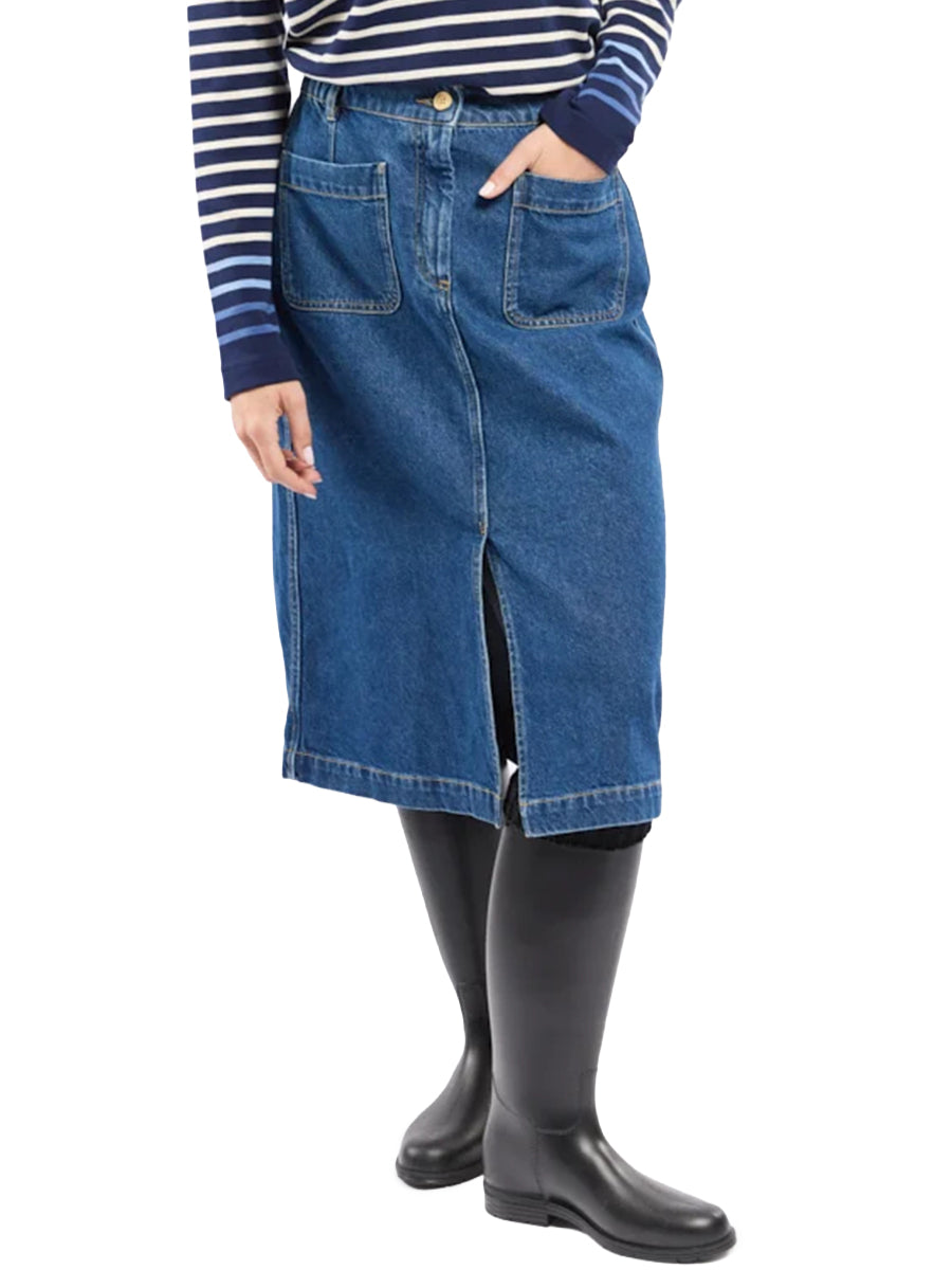Long Denim Skirt - Mid-Indigo