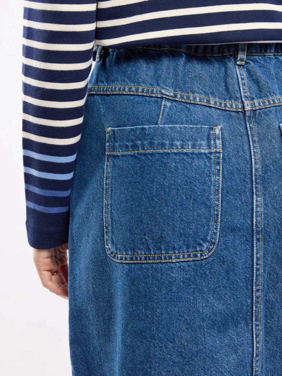 Long Denim Skirt - Mid-Indigo