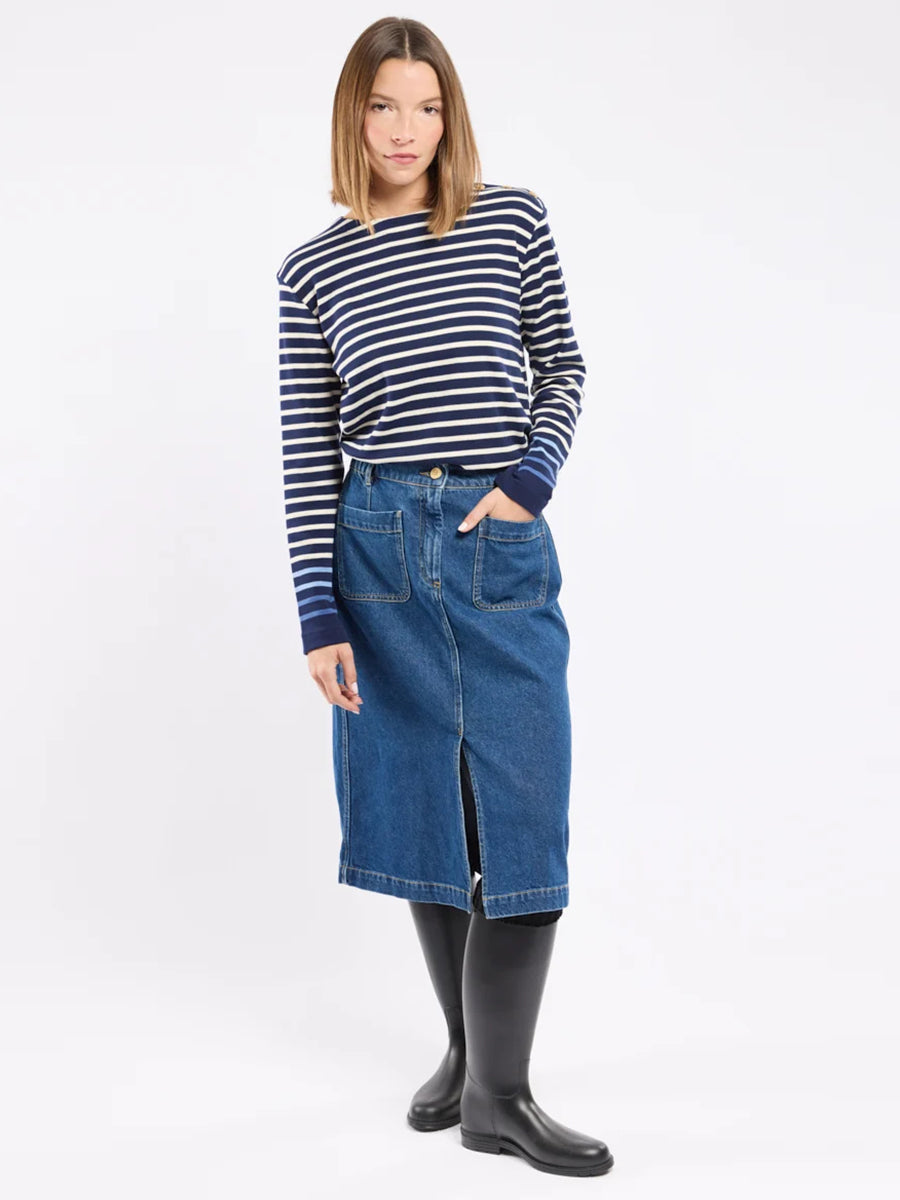 Long Denim Skirt - Mid-Indigo