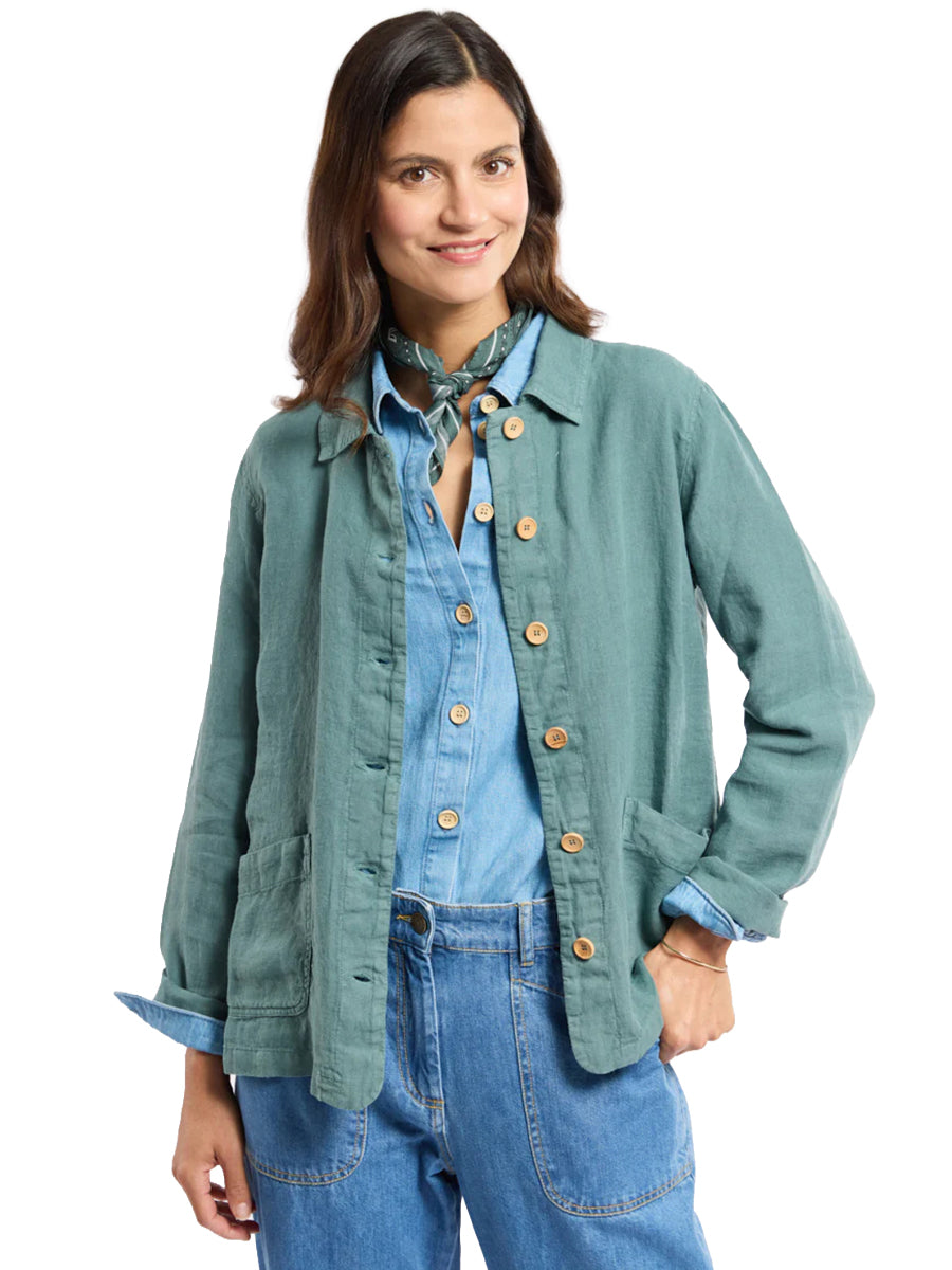 Linen Fisherman's Jacket - Silver Pine