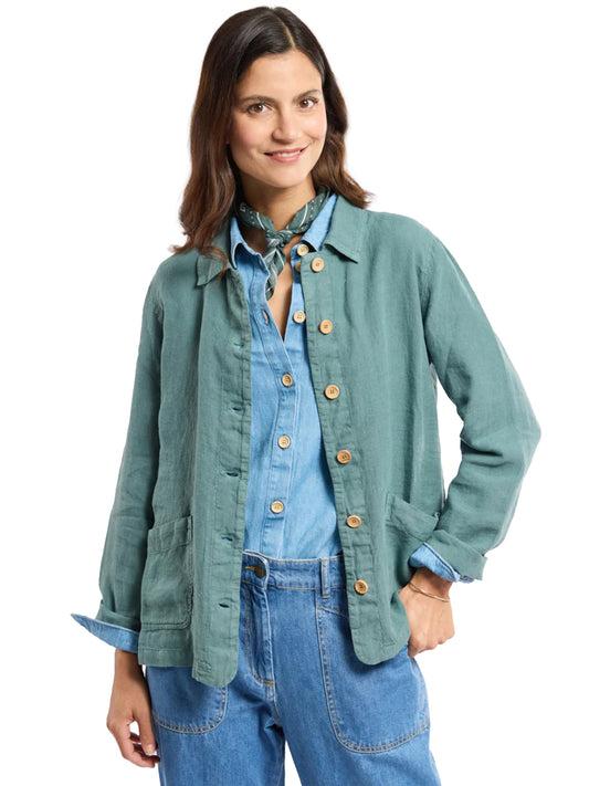Linen Fisherman's Jacket - Silver Pine
