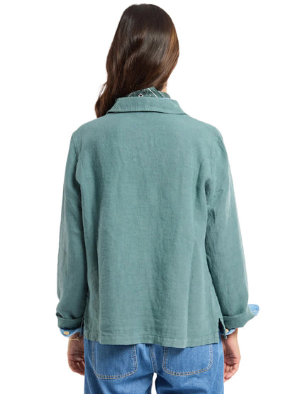 Linen Fisherman's Jacket - Silver Pine