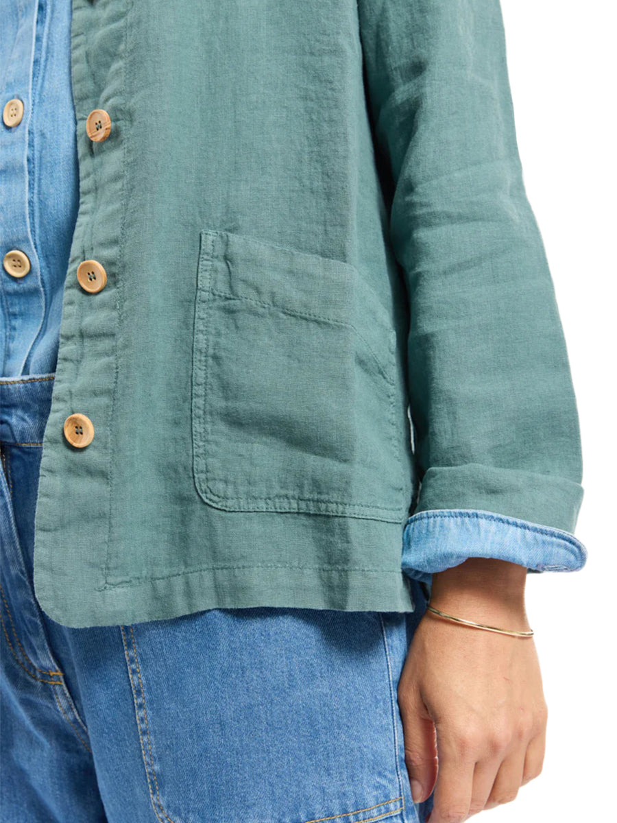 Linen Fisherman's Jacket - Silver Pine