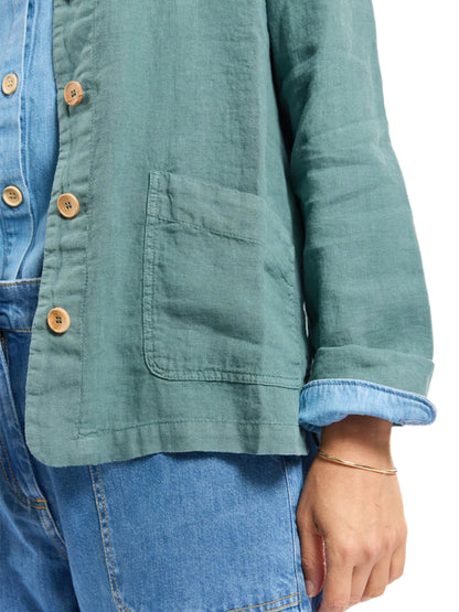 Linen Fisherman's Jacket - Silver Pine